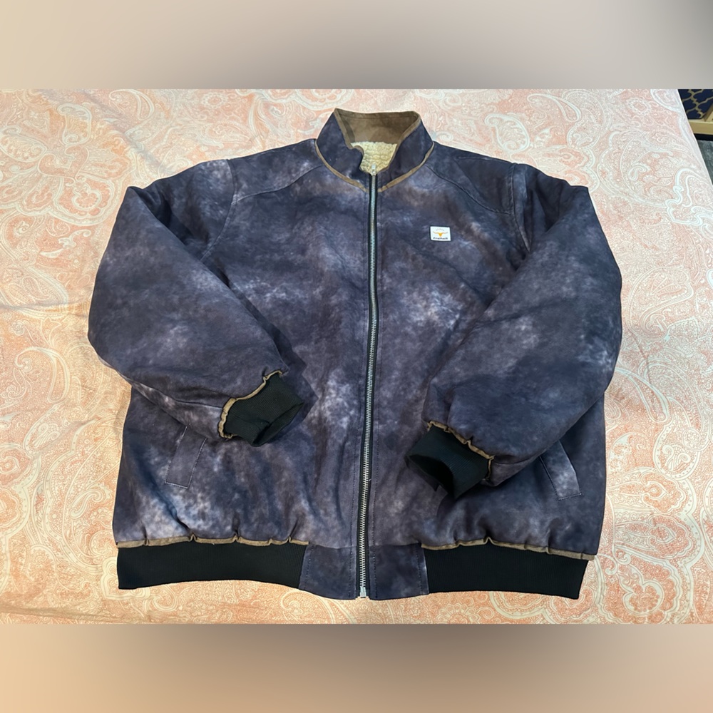 Freiheit Tie-Dye Full Zip-Up fleece fur in bomber Jacket in excellent  condition